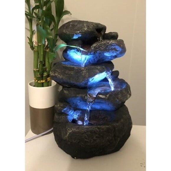 Other - New Stacked Rocks 10.5 Inch Indoor Tabletop Water Fountain with LED Lights